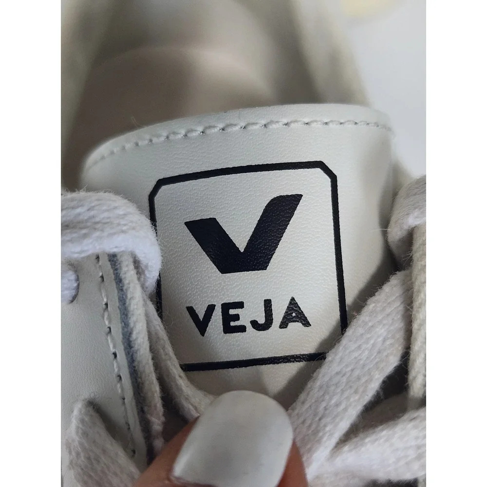 Veja Campo Leather Sneakers White Black Low Top Trainers EU 38 US 7